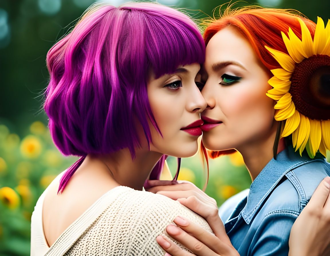Romantic LGBTQ Pride Portrait of Two Women