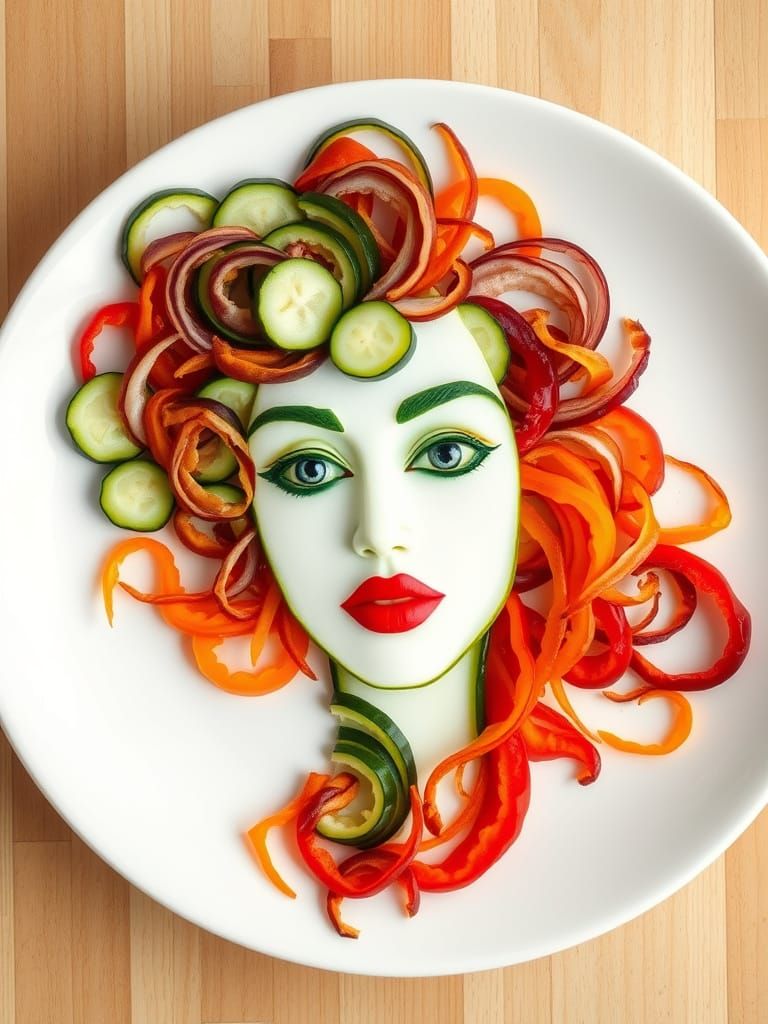 Surrealist Vegetable Portrait in Vibrant Colors