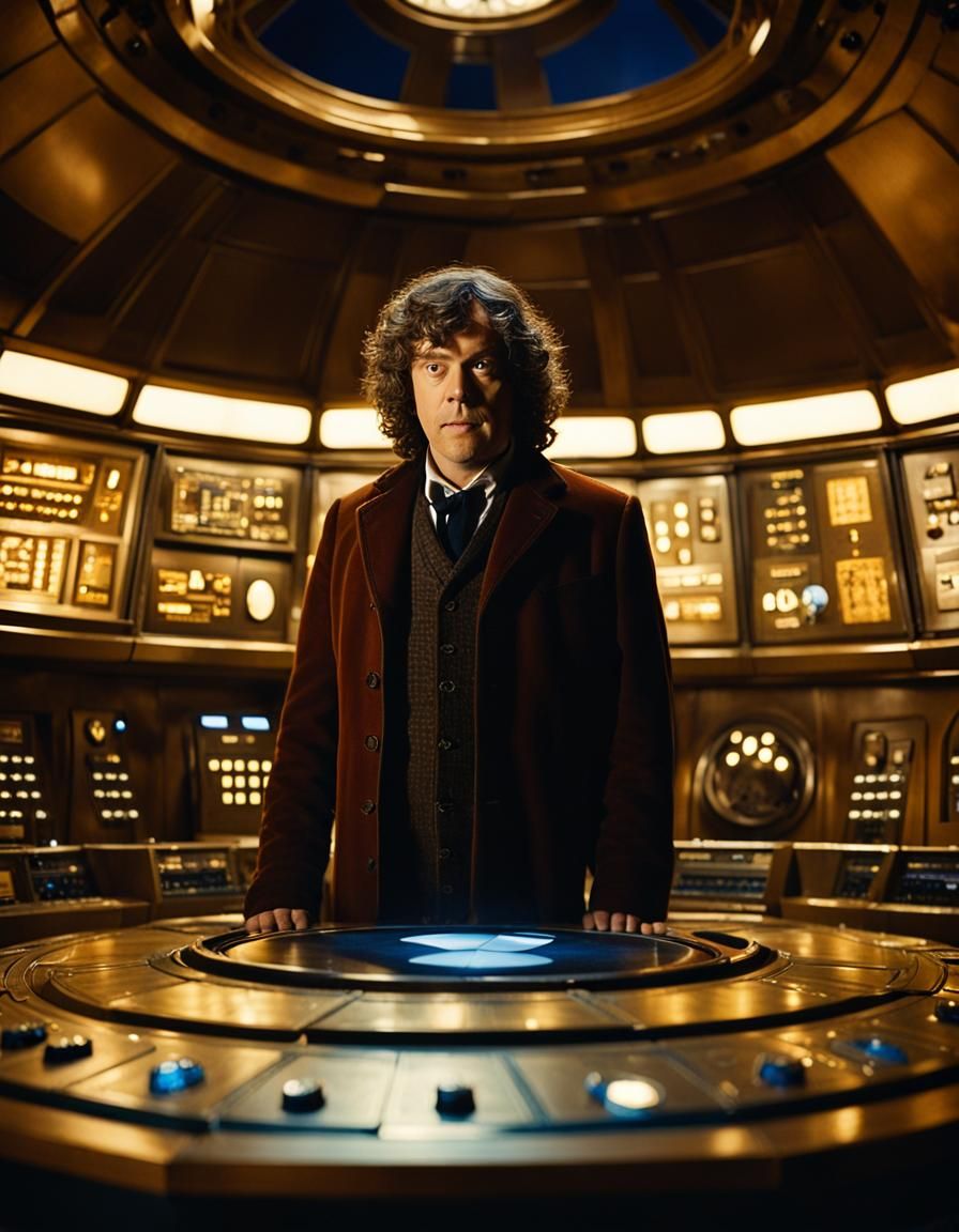 Jonathan Creek in TARDIS Console Room: Cinematic Still