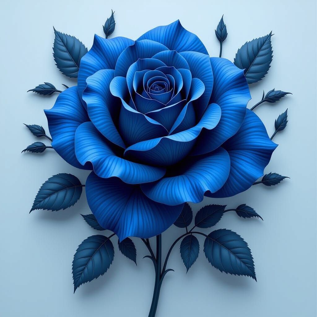 Intricate Black and Blue Roses in Matte Painting Style