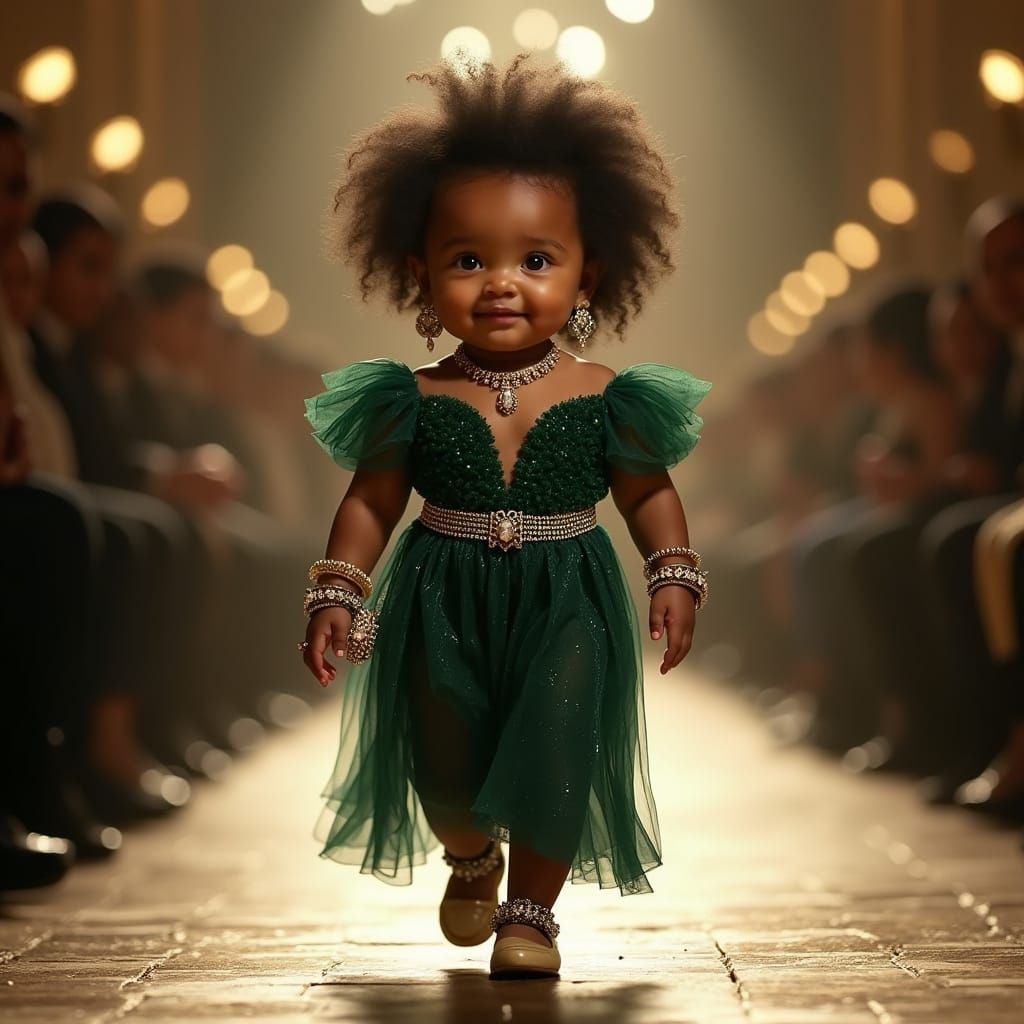 Chubby Baby Fashionista Struts Down Luxurious Catwalk in Eme...