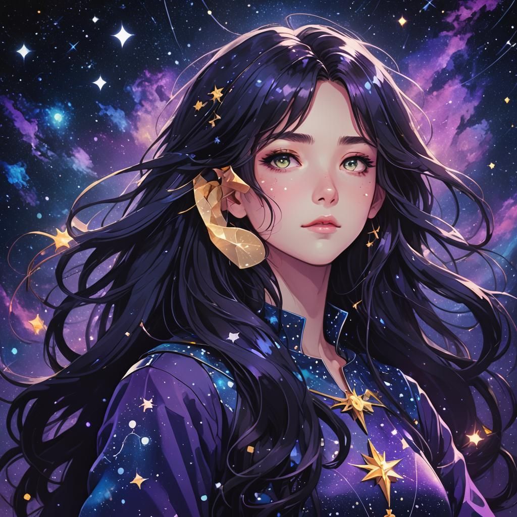 Anime Woman in Constellation Costume in Clip Studio Paint St...