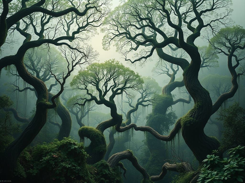 Tangled Arboreal Realm: An AI Interpretation