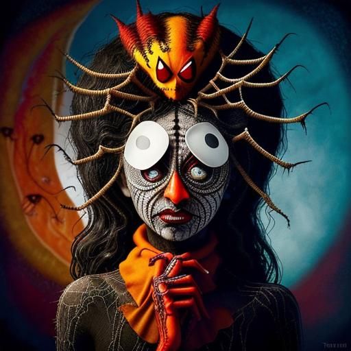 Pagan's Shame: Surreal Spiderweb Eye Portrait