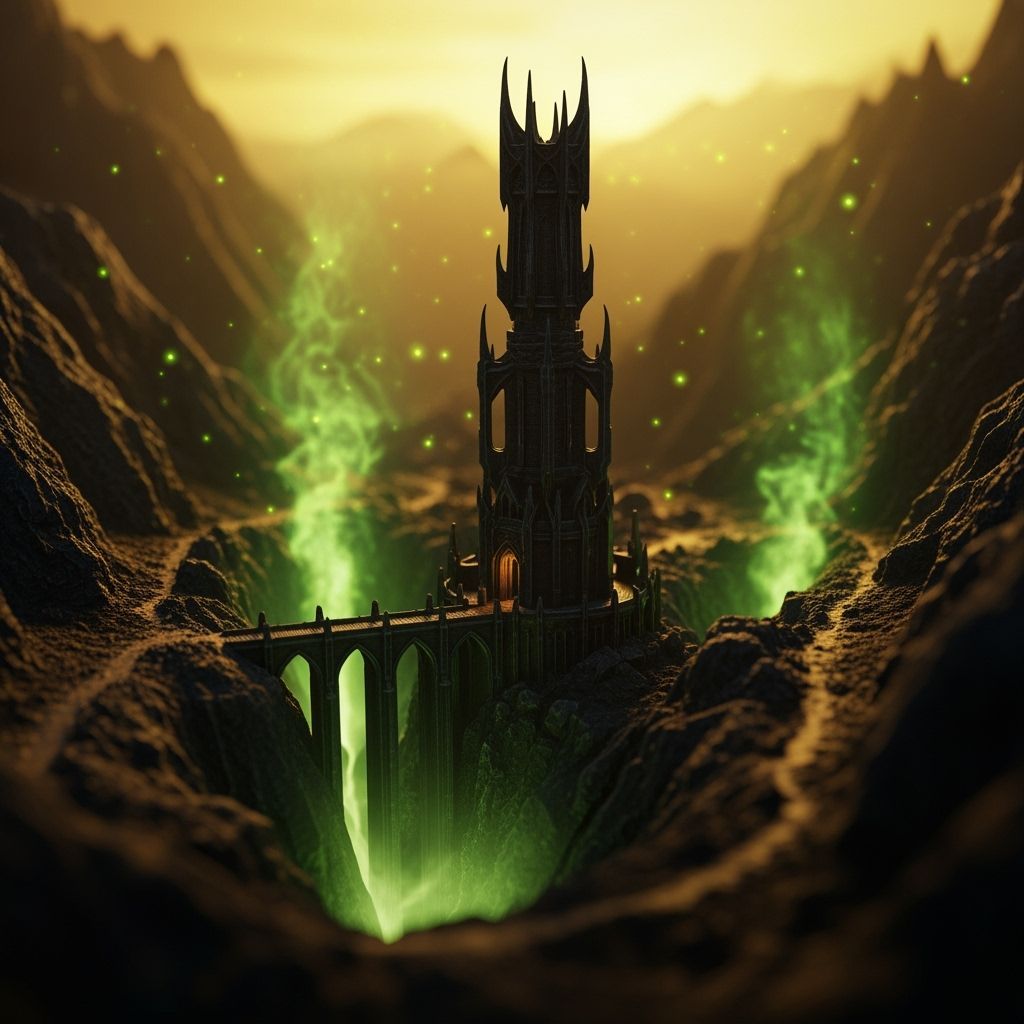 Miniature Minas Morgul Tower in Mordor Dusk