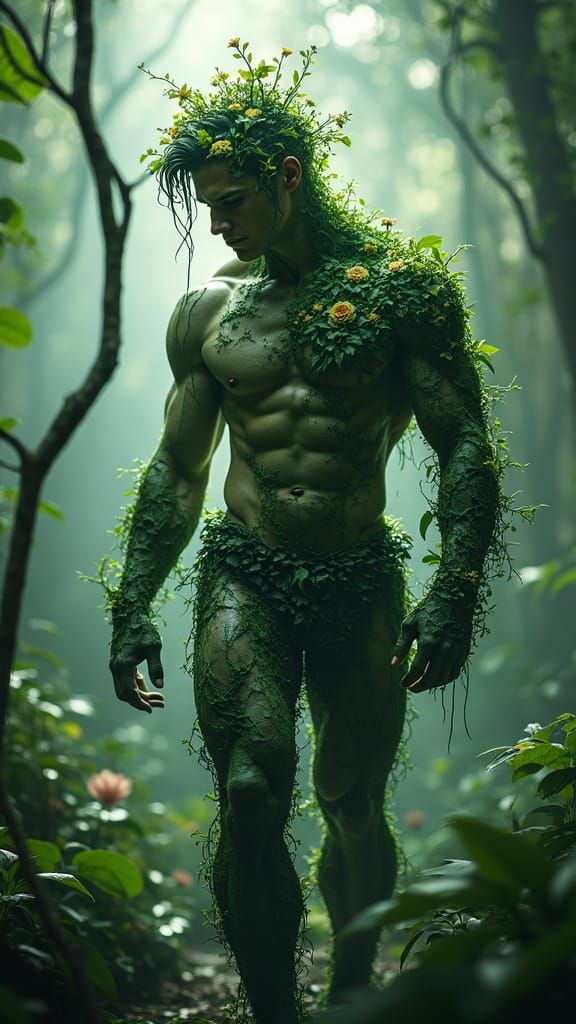 Dark Fantasy Jungle Sculpture in Organic Style