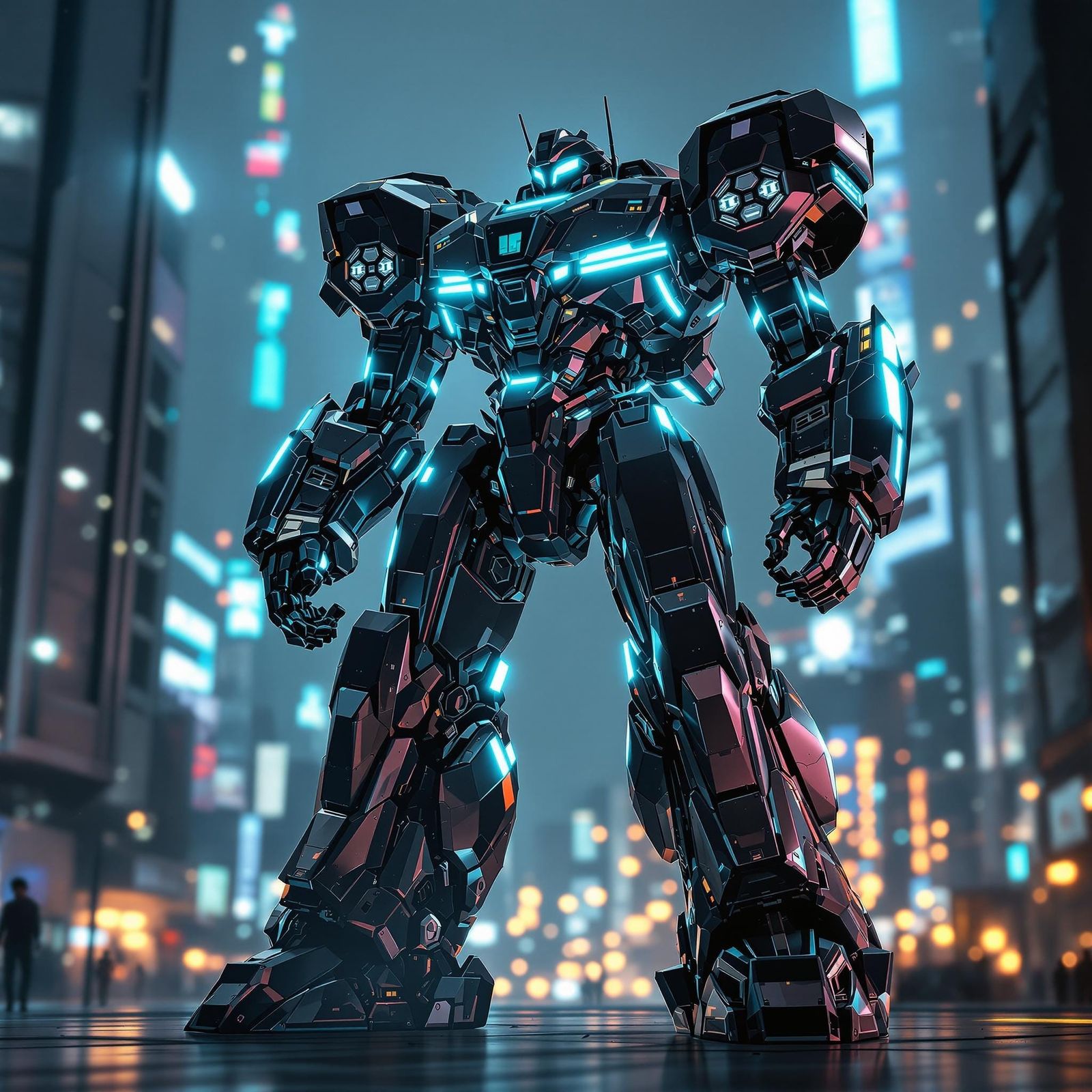 Bathed in the soft glow of a futuristic cityscape, the tower...