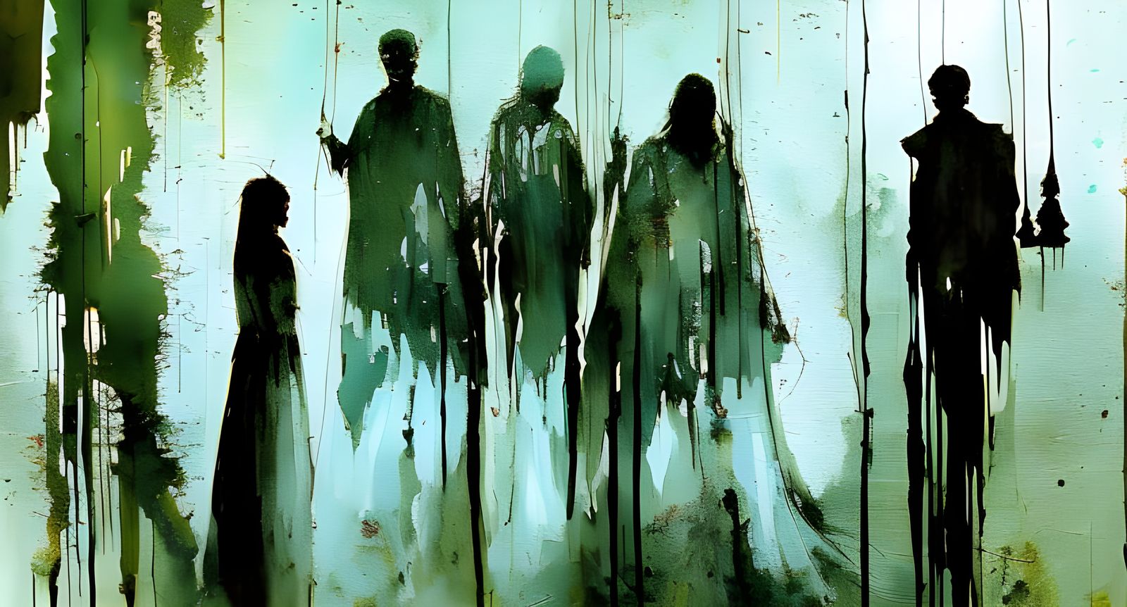 Sinister Ghosts in an Orphanage: Oil Painting