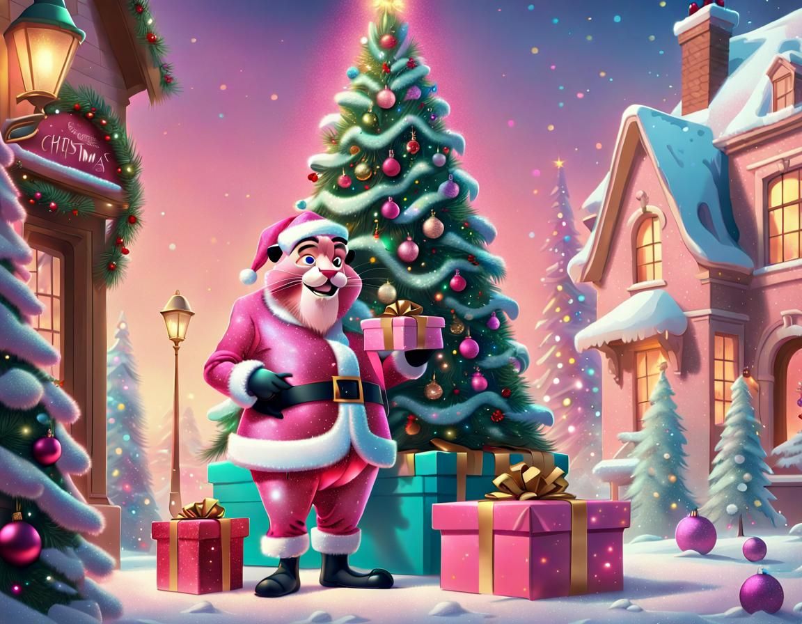 Pink Panther Christmas Gift in Disney Pixar Style