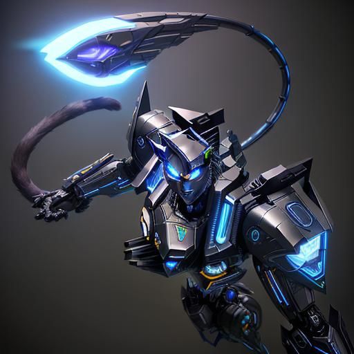 Cyberpunk Displacer Beast in a Ruined City