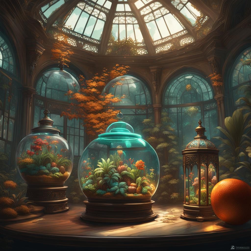 Victorian Terrarium Concept Art in Art Nouveau Style