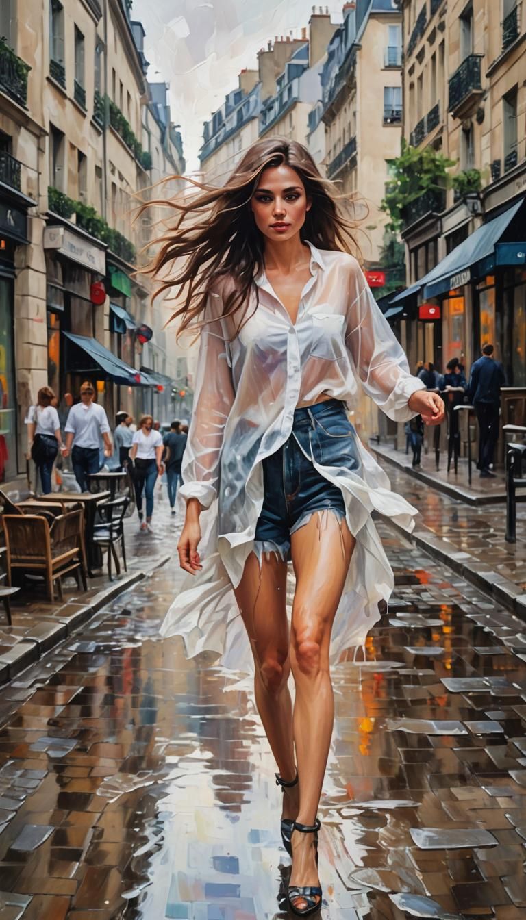 Woman in Paris Street, Fauvist Impressionism Style