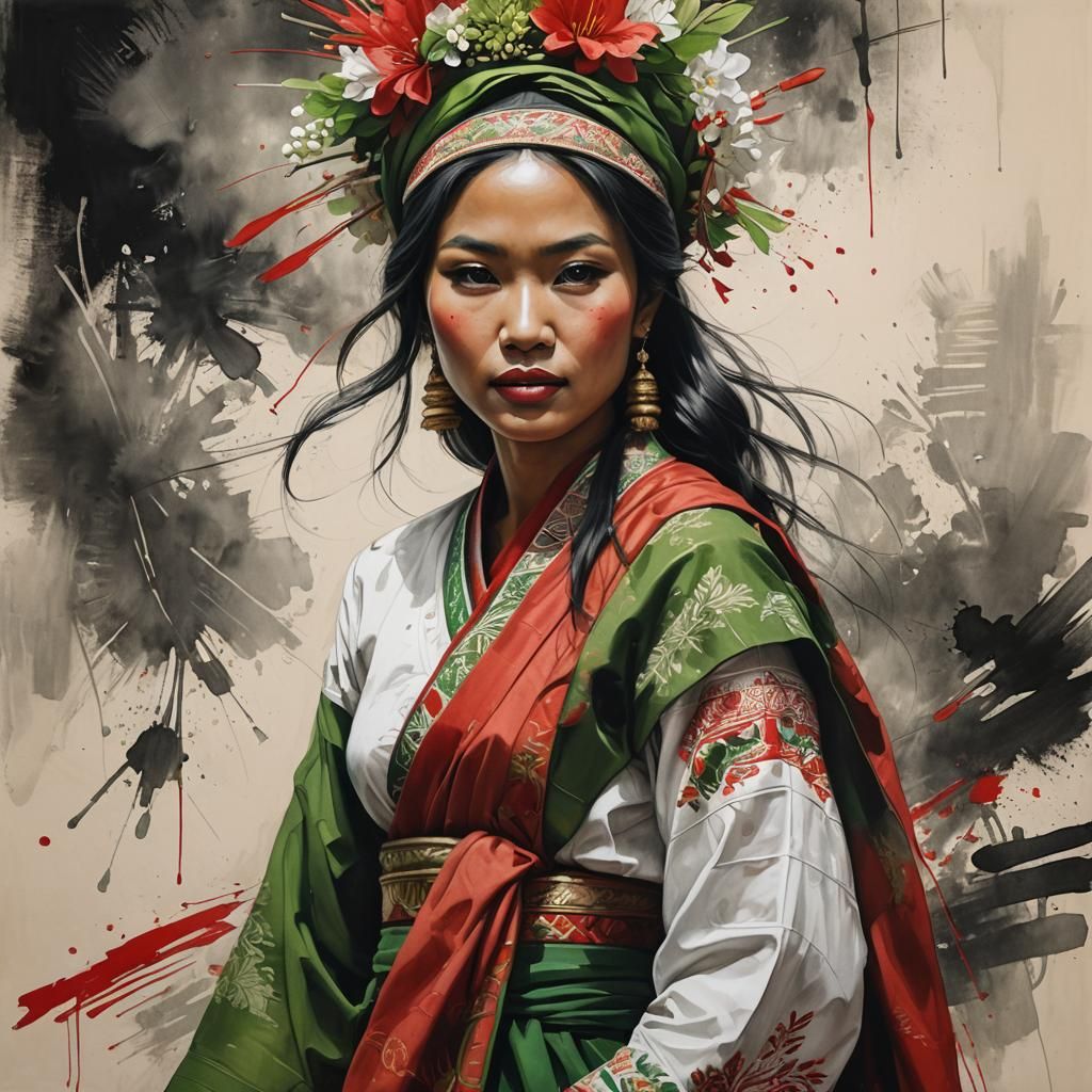 Indonesian Women Sketches in Classical Art Style