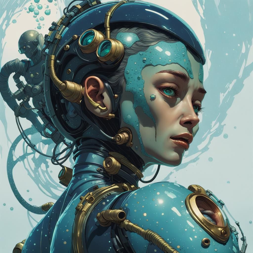 Abe Sapien Double Exposure in Bioluminescent Style