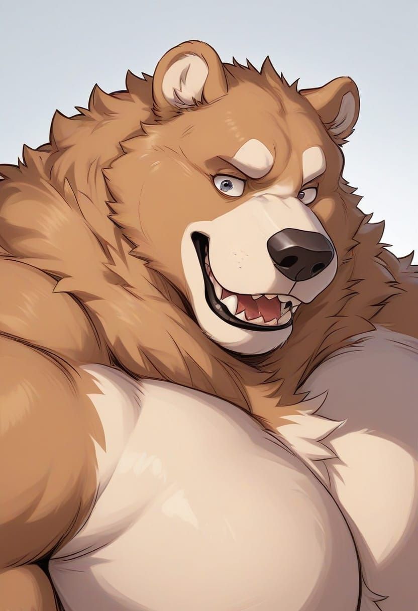 Obese Bear Close-Up: Hyper-Realistic Digital Art
