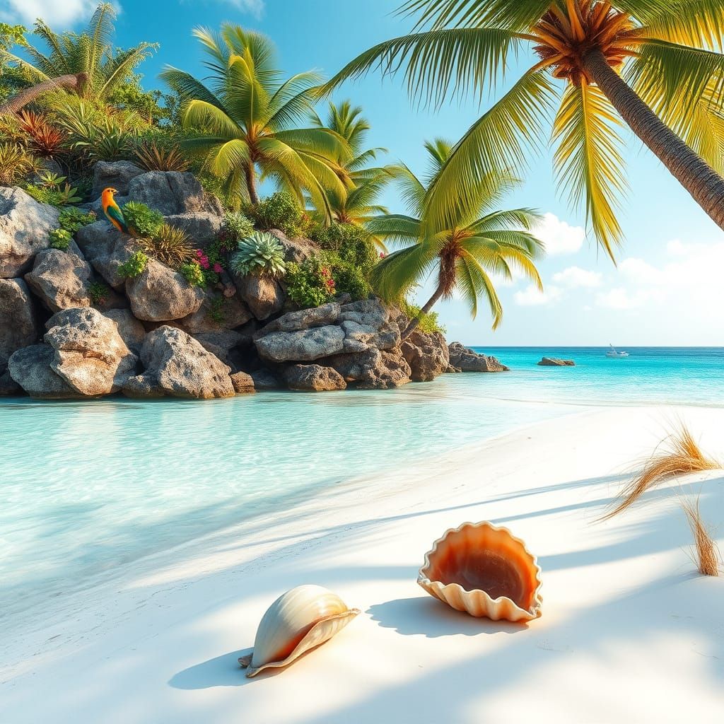 Idyllic Tropical Island Lagoon in Vibrant Color