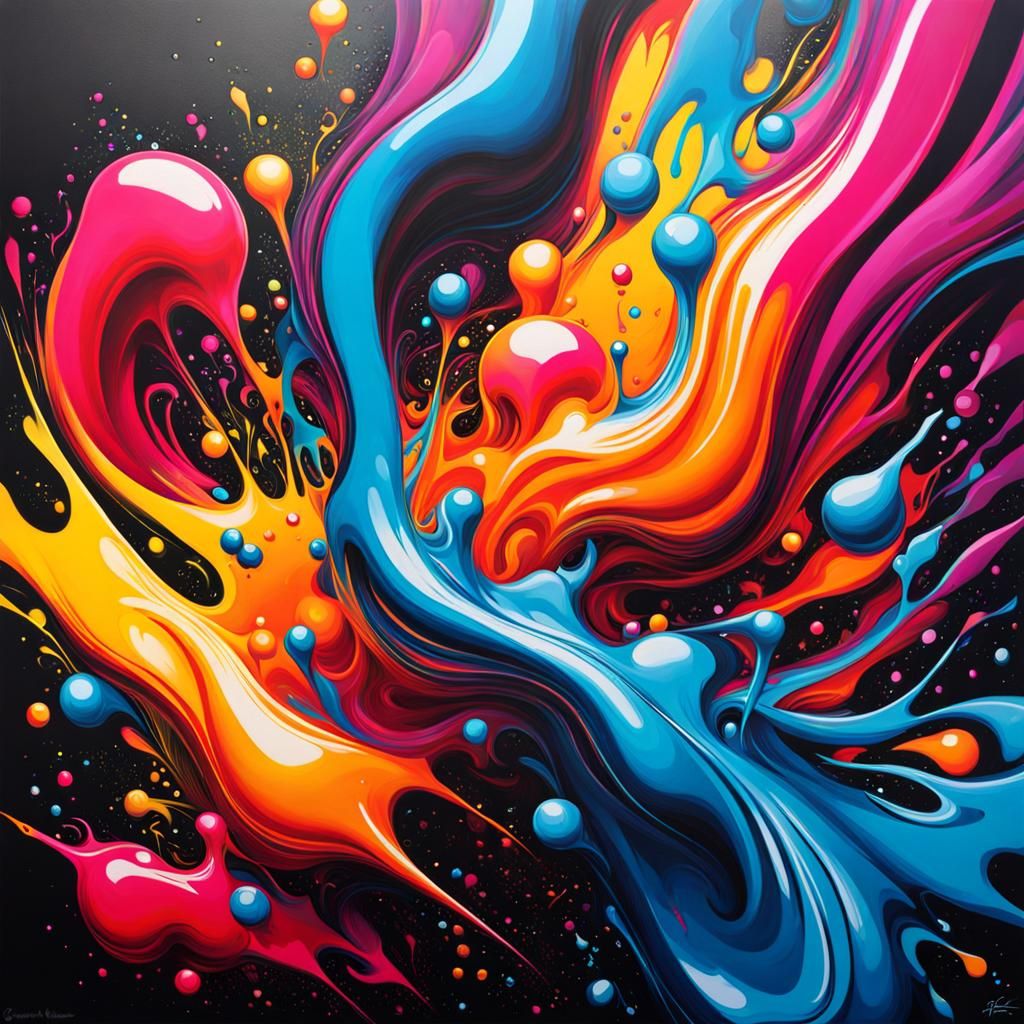 Colorful Polychromatic Graffiti Splash Art