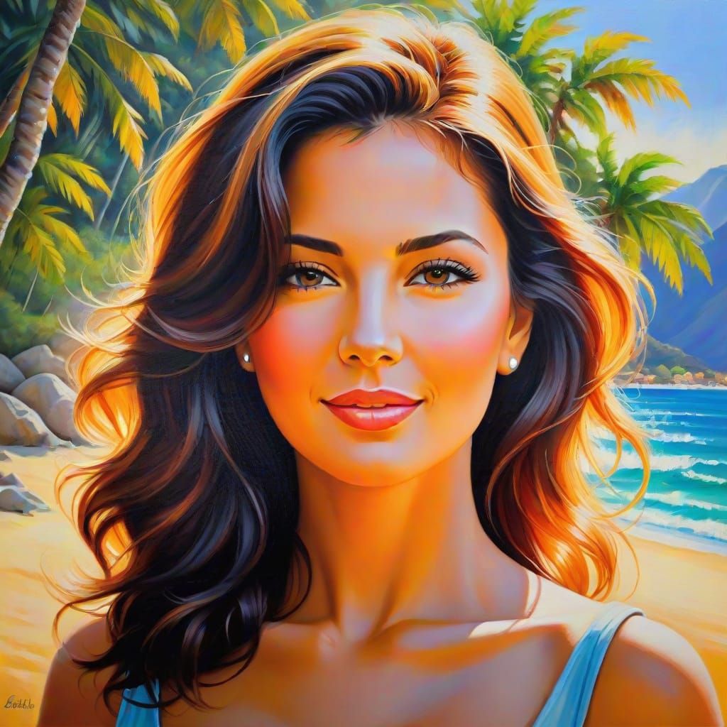 Sandra in the Sun: Oil Painting on Canvas