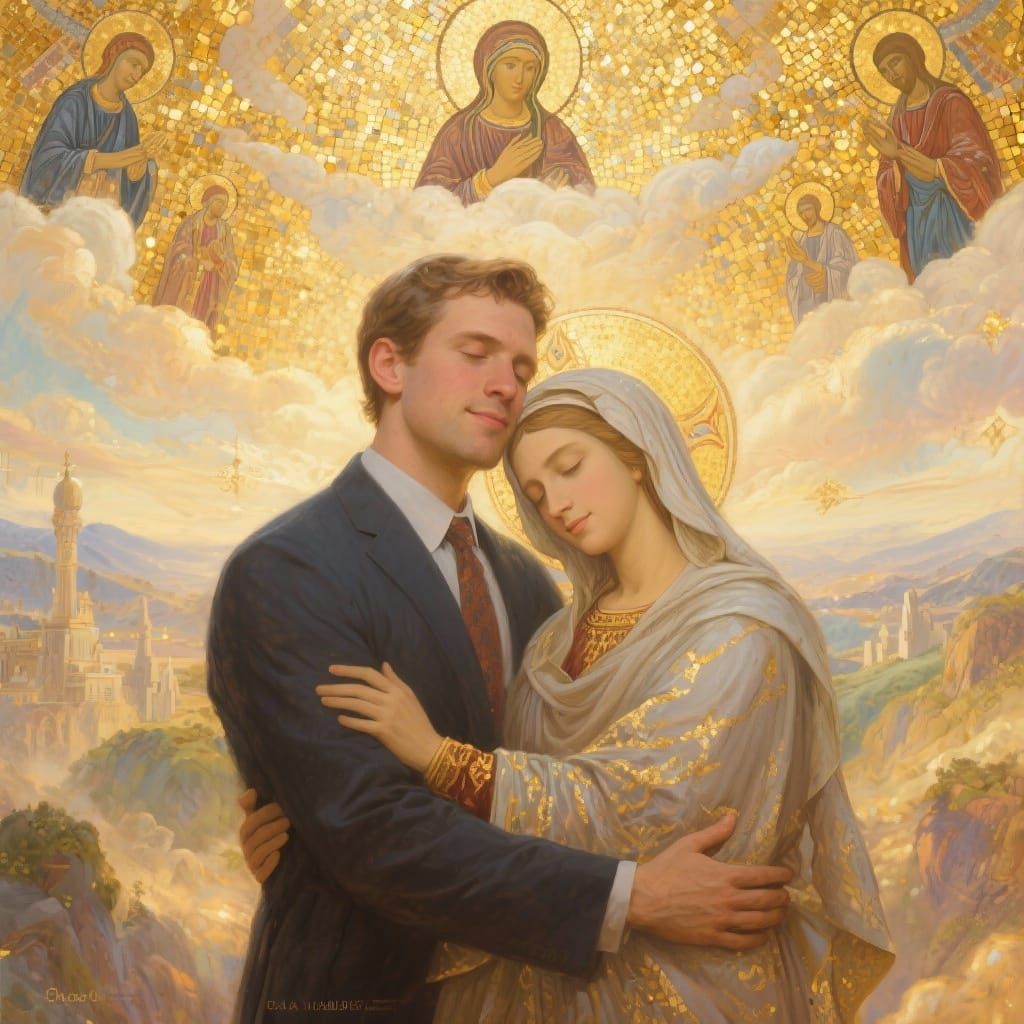 Charlie Kirk Embraces Holy Theotokos in Heavenly Scene