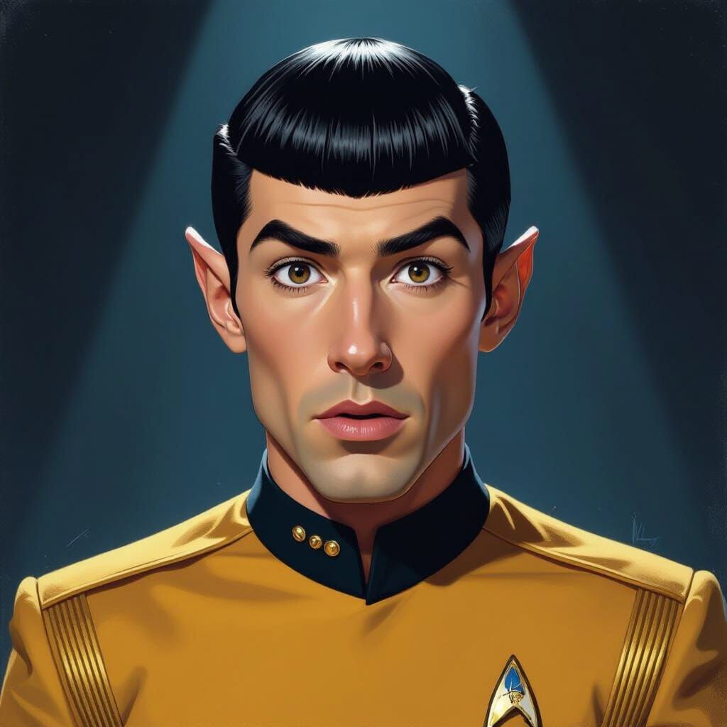 Vulcan Officer in Gold Uniform Startled