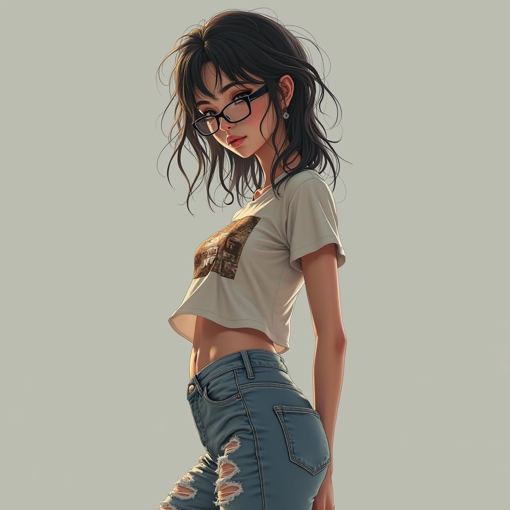 Hyperrealistic Portrait of a Beautiful Woman in Casual Attir...