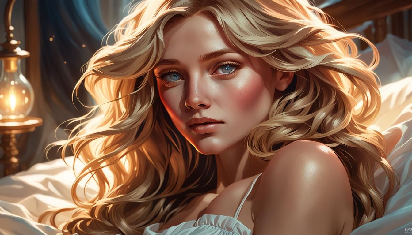 Portrait of a Blond Model in Digital Art Style
