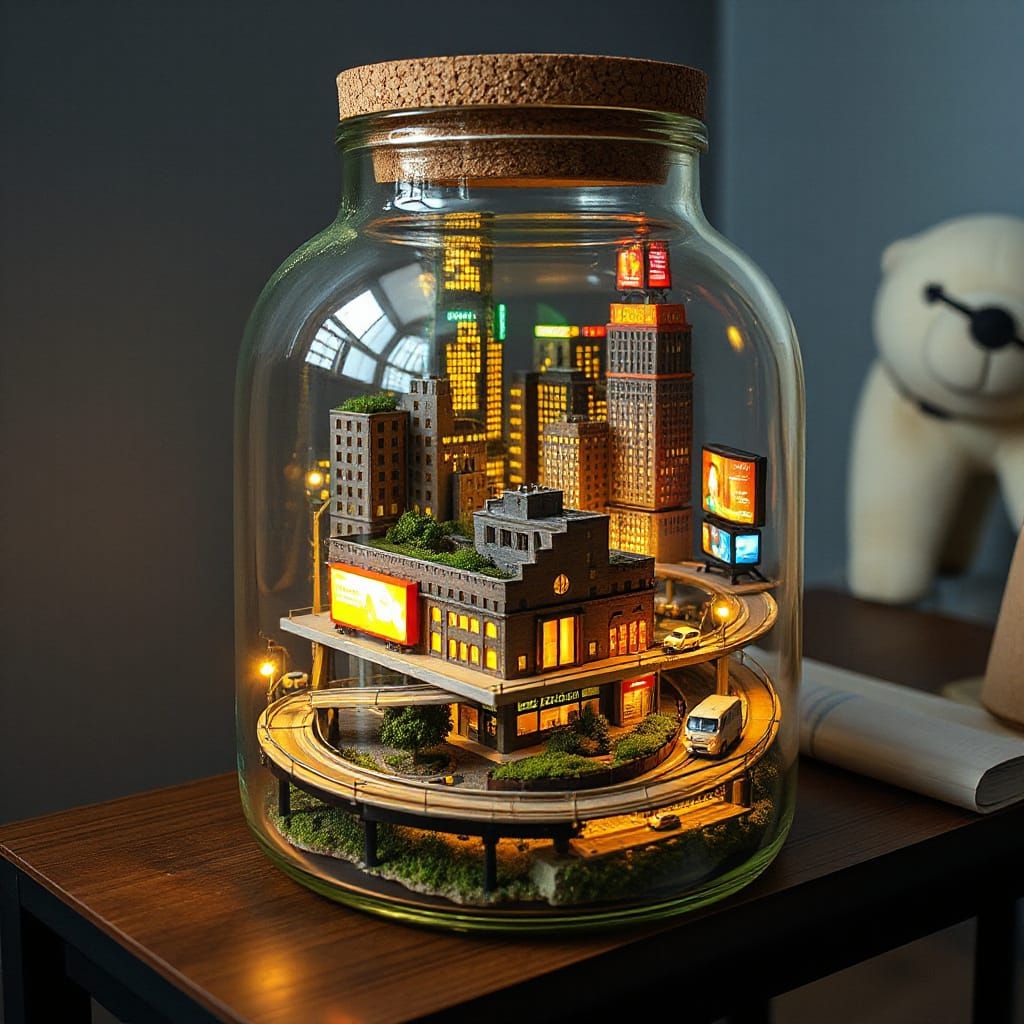 Miniature City in a Jar: A Photorealistic Fantasy