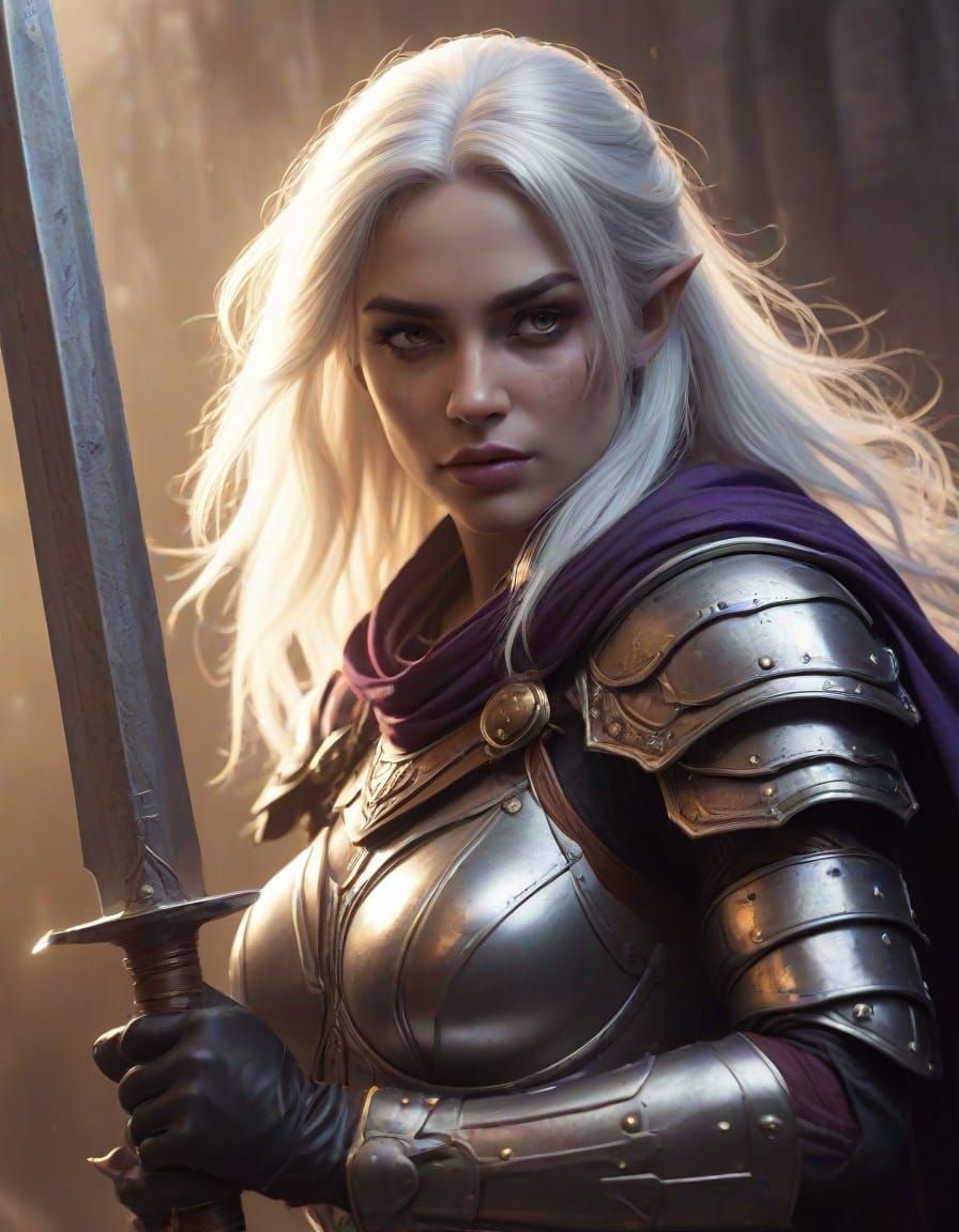 Drow Warrior in Roman Armor, Comic Style