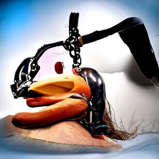 Cartoon Duck in Bondage Illustration