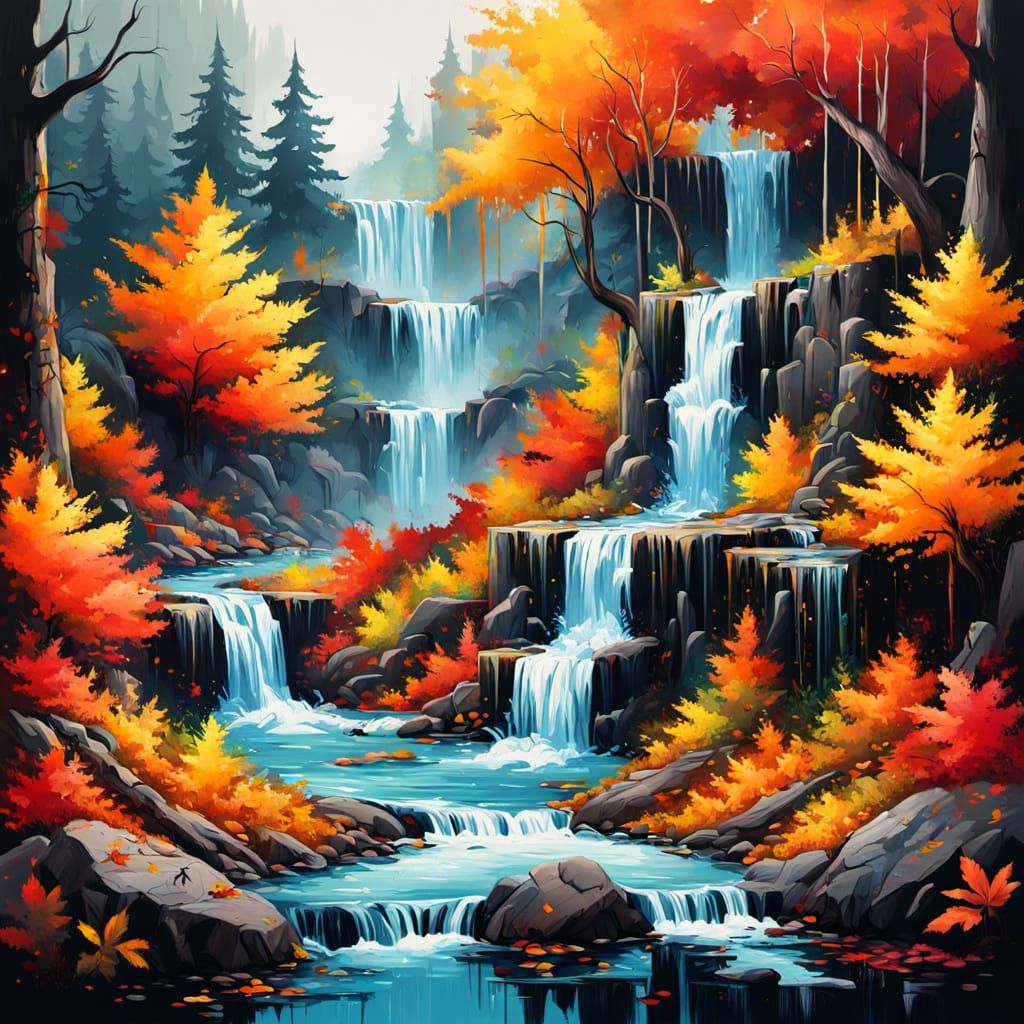autumn waterfall in the forest 40