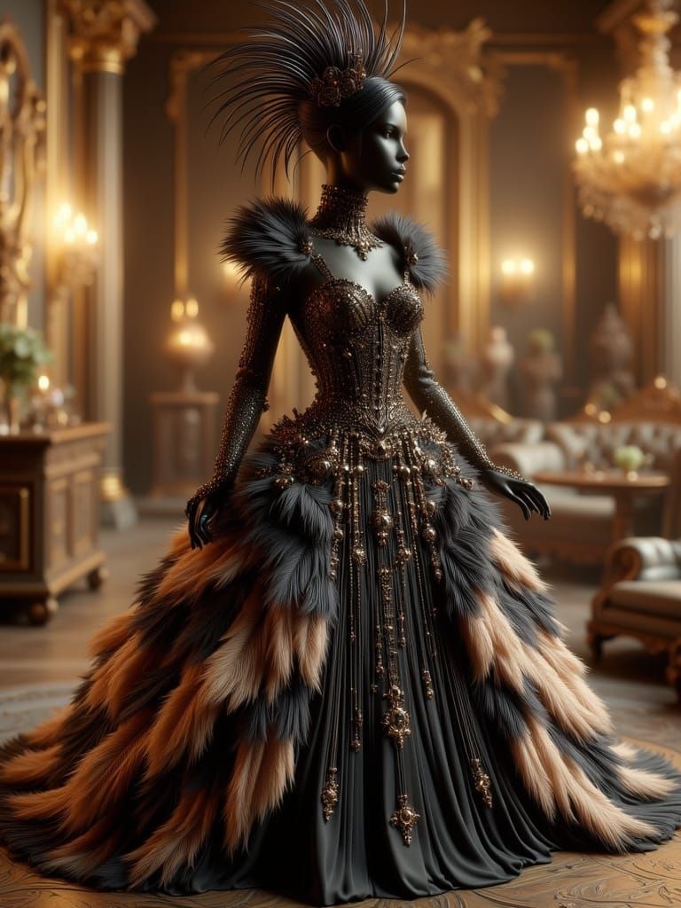 Futuristic Mannequin in Vinyl Tubing Gown