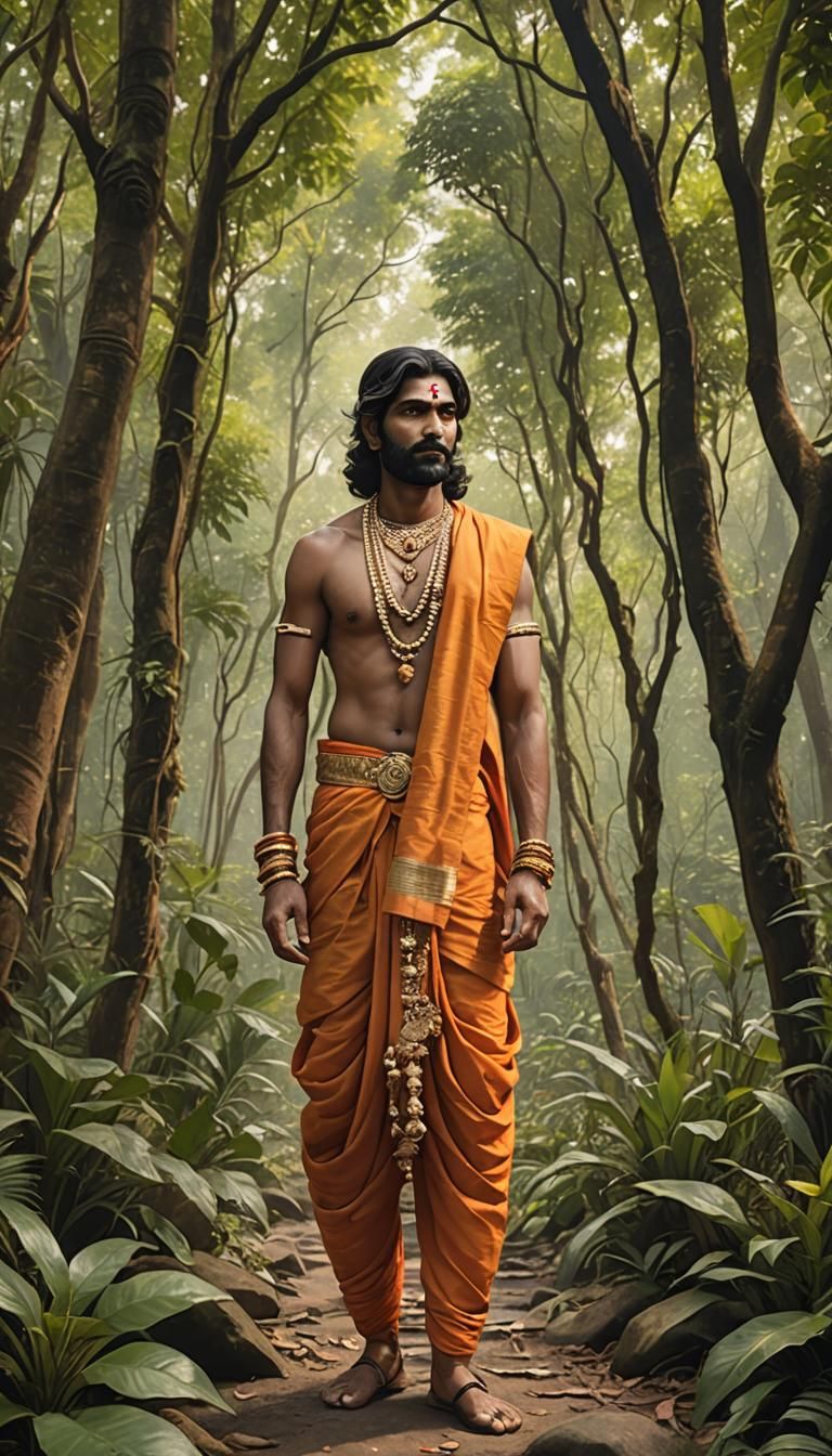 Ashwatthama as Ancient Hindu Rishi in Jungle