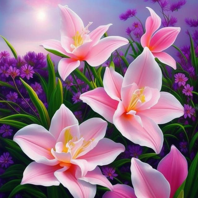 Lily in a Heavenly Garden: Surreal Pastel Painting