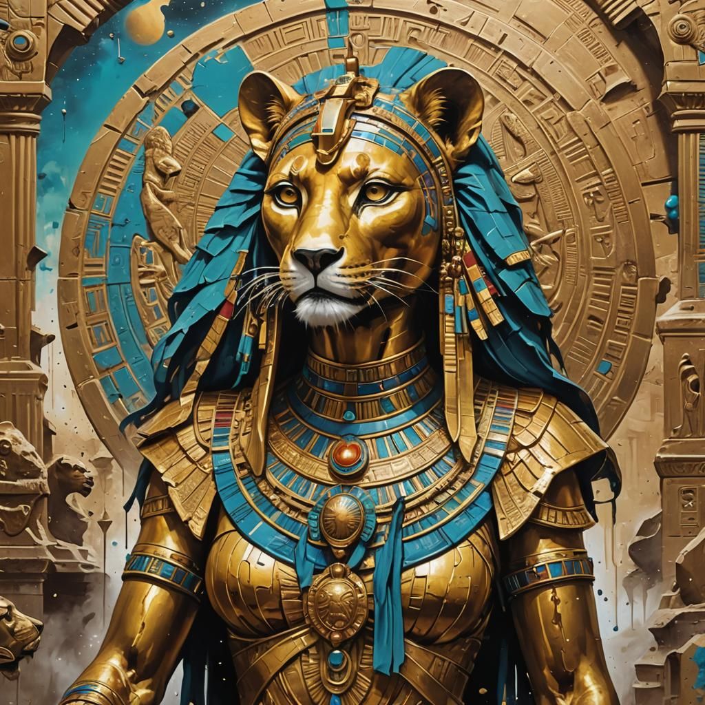 Sekhmet: Lioness Goddess in Steampunk Baroque Style