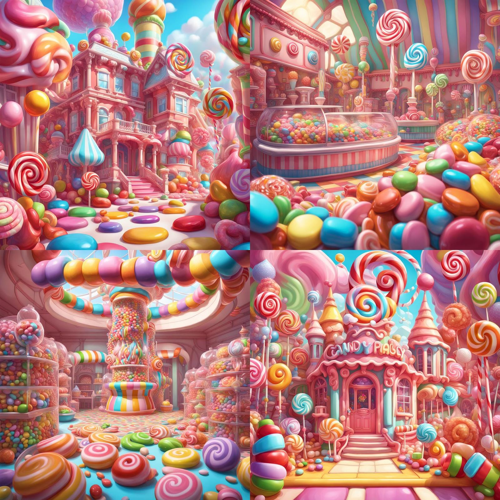 Hyperrealistic Candy Palace in Postmodern Style