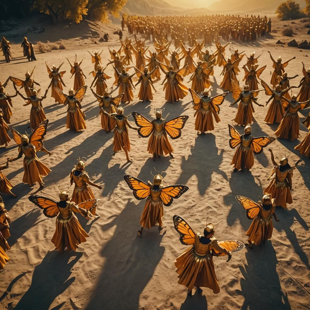 Immortals' Dance: Golden Monarchs on the Sun