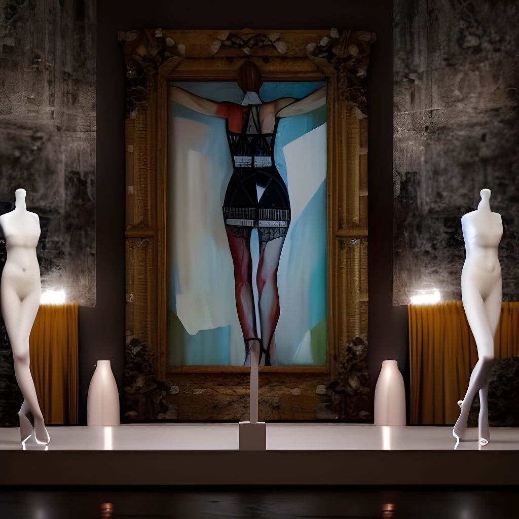 Woman in White Dress in Art Gallery