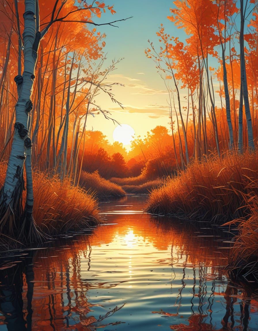 Vaporwave Sunset in Van Gogh Style