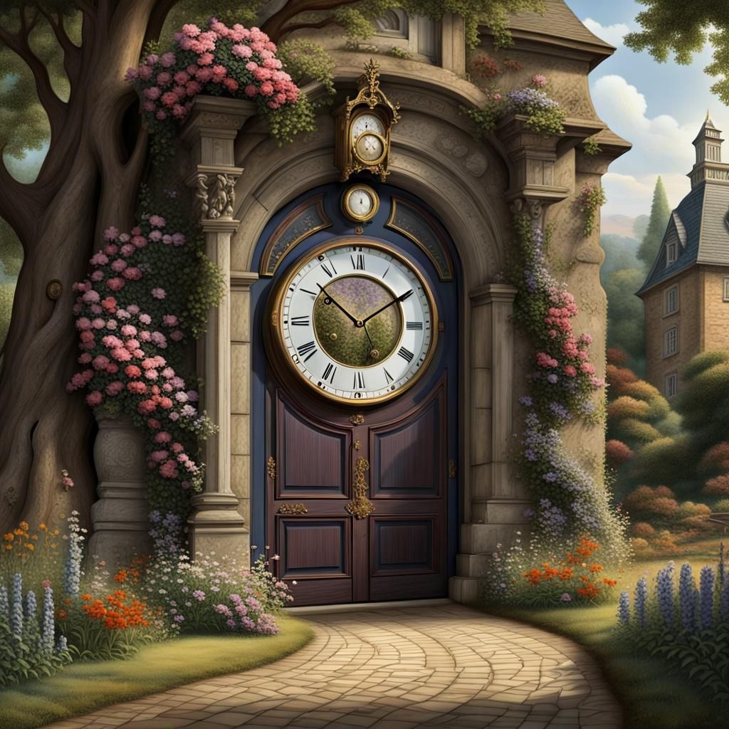 Colossal Clock at Half-Past Five: Detailed Matte Painting