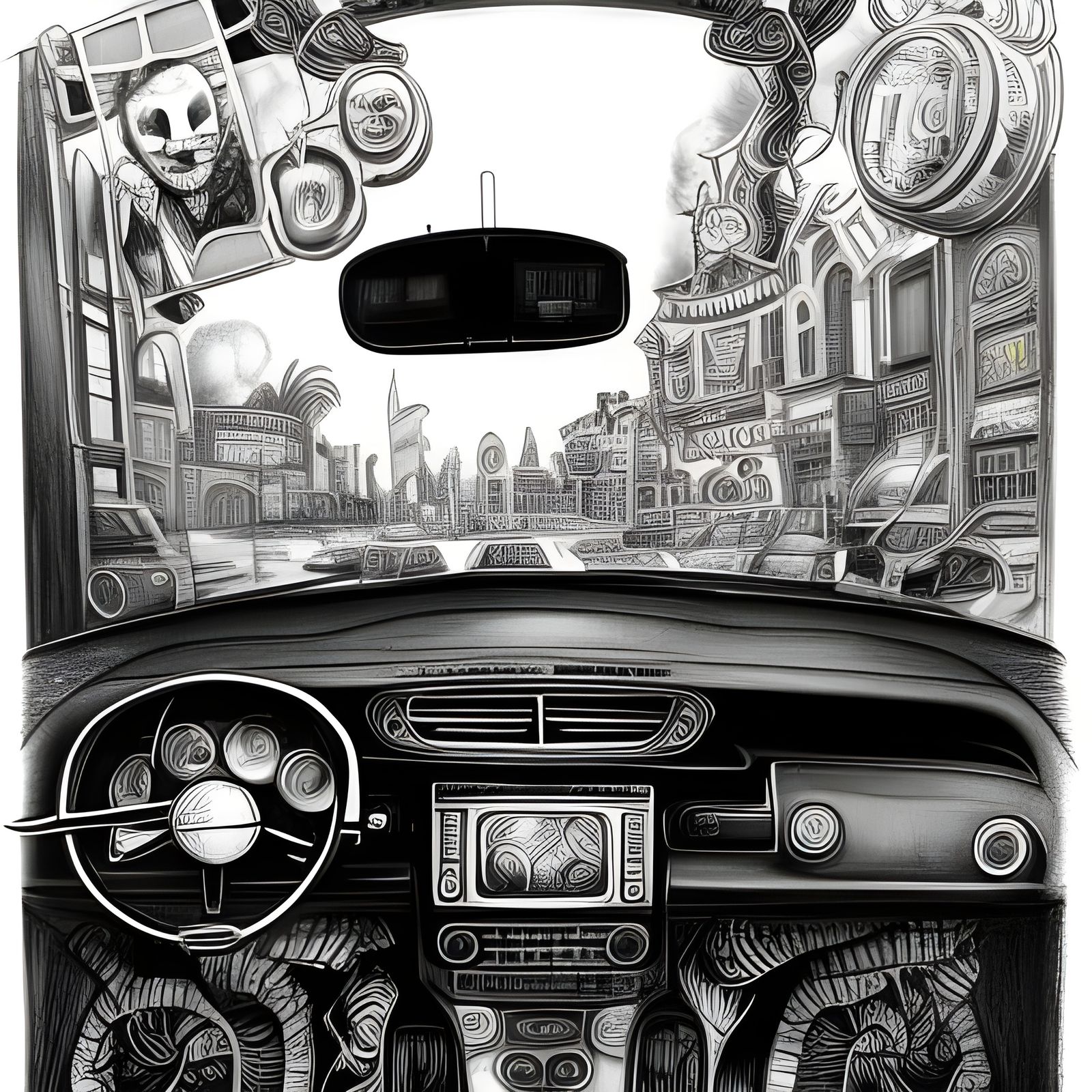 Psychedelic Dystopian Portrait in Comic Book Style
