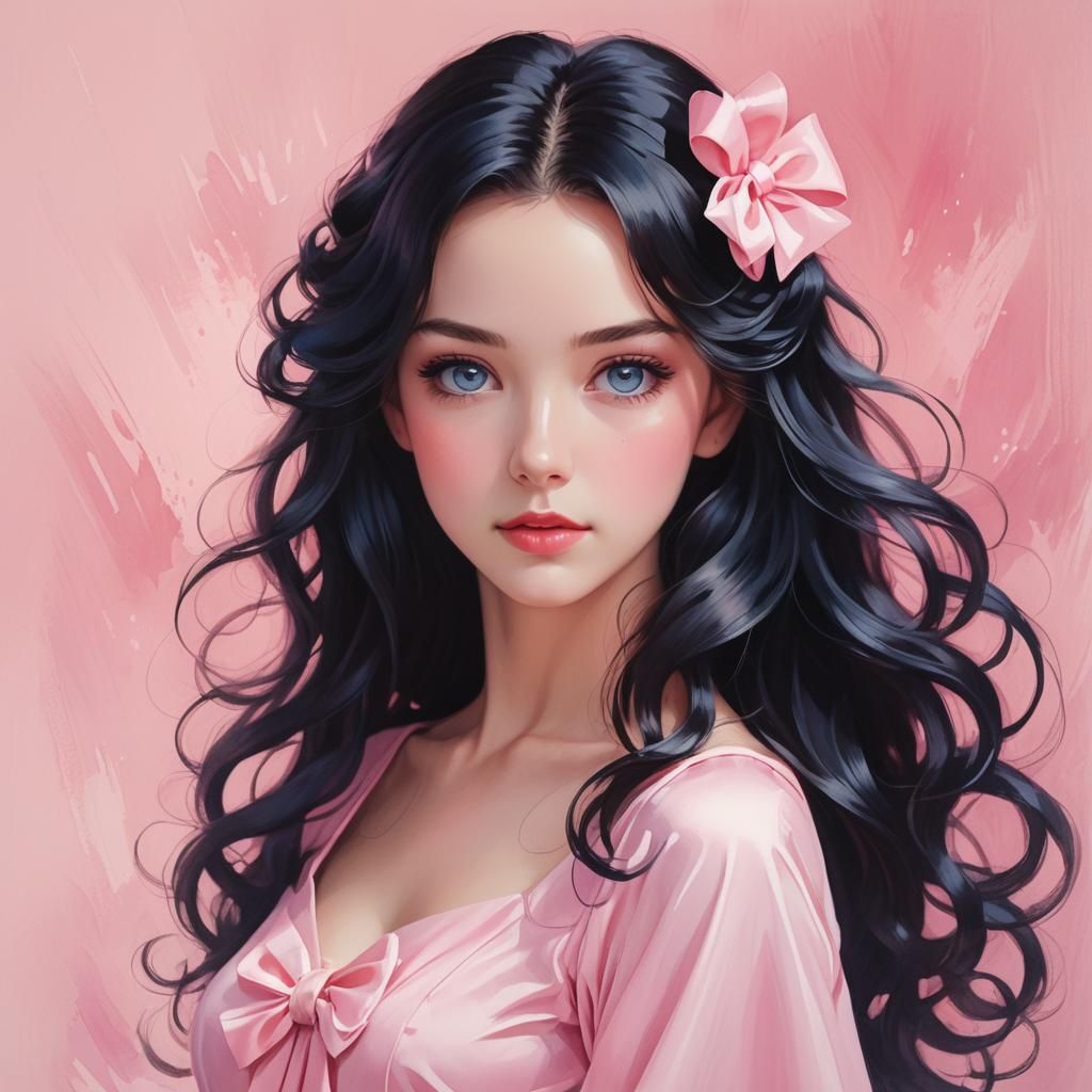 Beautiful Manga Woman Portrait in Studio Trigger Style