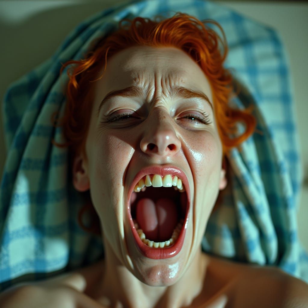 1950s Housewife in a Frenzied Scream