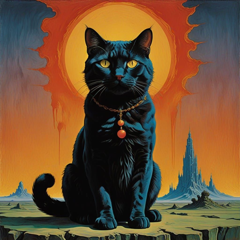 Surrealist Feline Throne Born from Melting Oil on Canvas