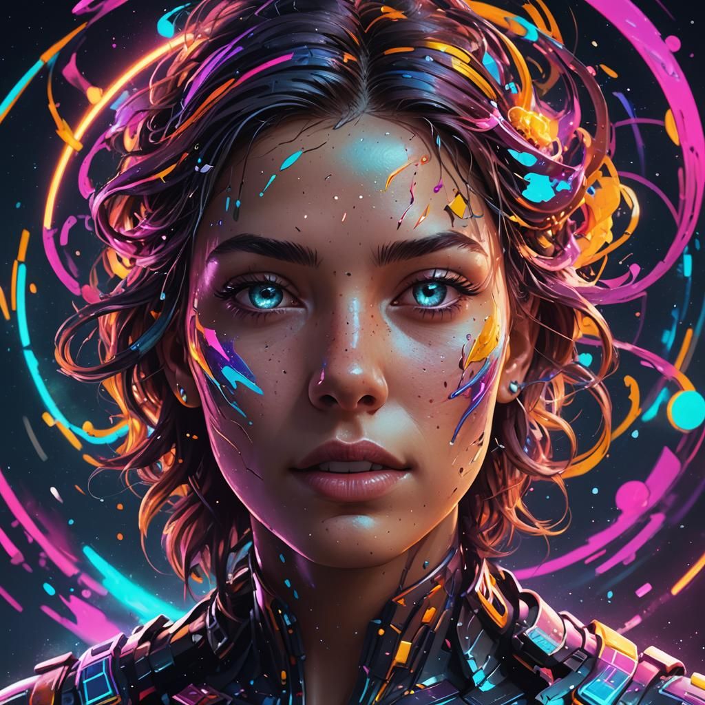 Cosmic Neon Interactive Logo in Splash Art Style