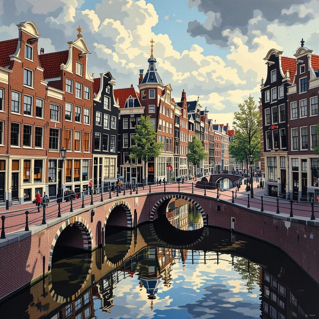 Amsterdam Architecture with Impossible Geometry, in Escher S...