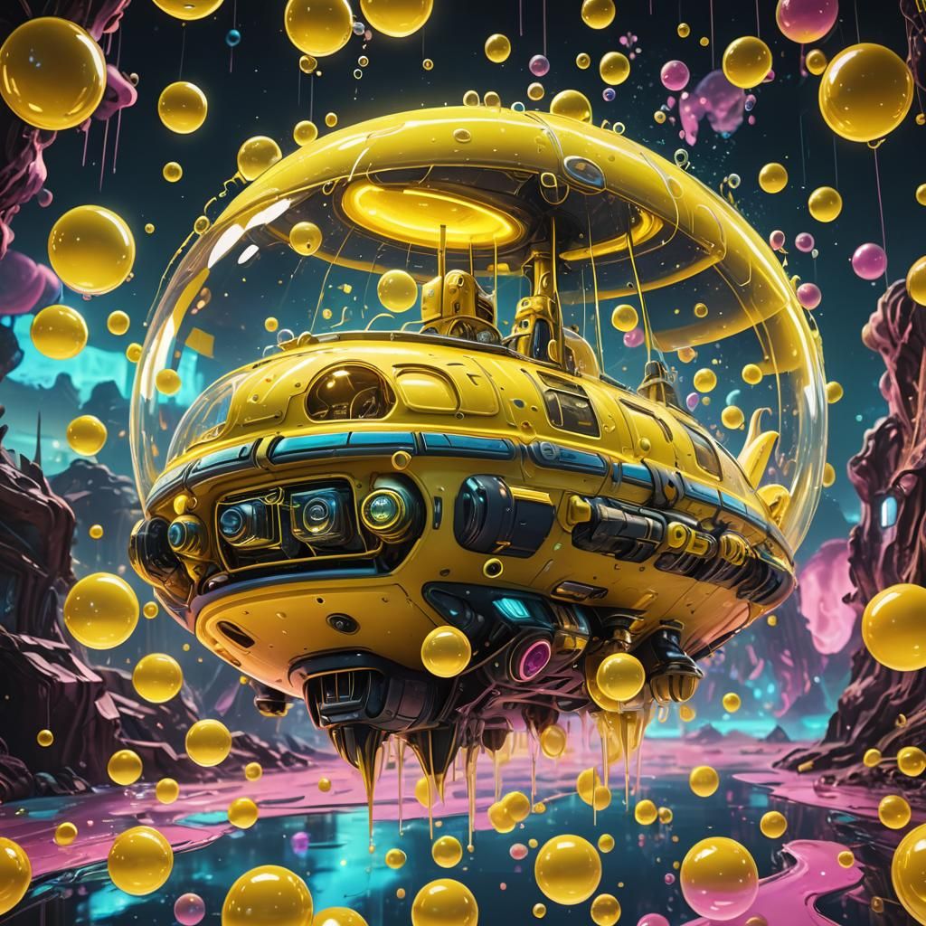 Banana Spaceship in Neon Yellow Bubble Bath