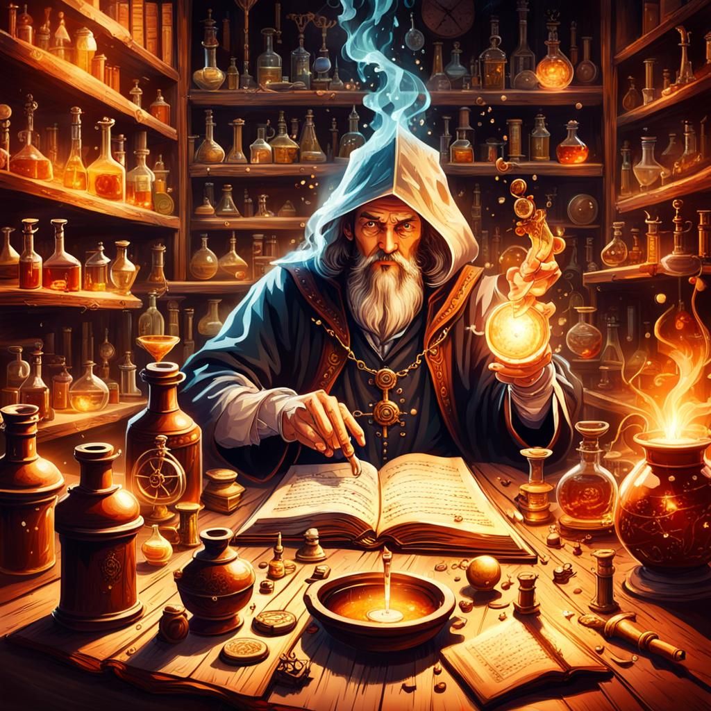 Alchemist in a Medieval Laboratory