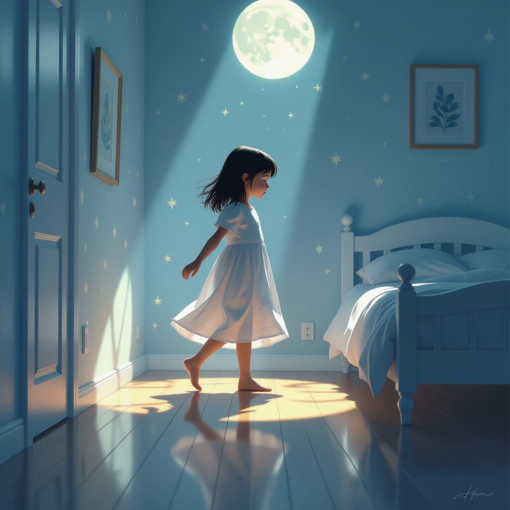 Dreamy Bedroom Scene in Ethereal Digital Art Style