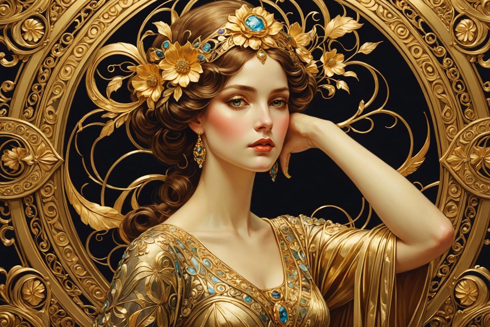 Luxurious Golden Texture in Art Deco Style