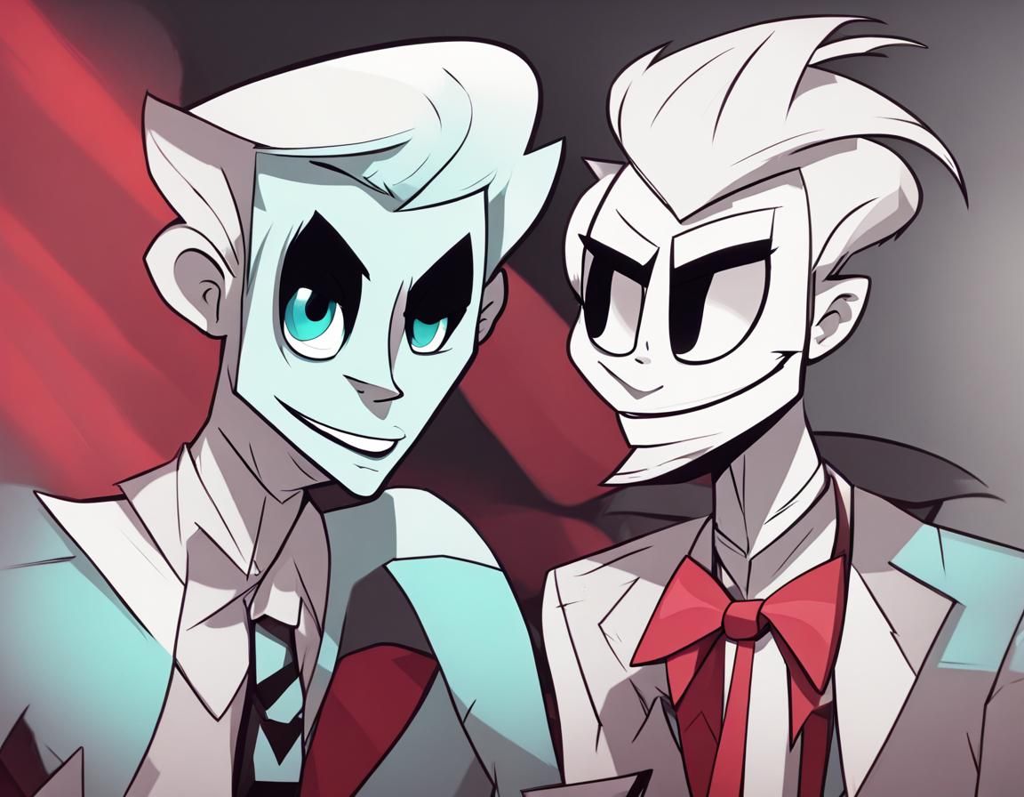 Valentino and Vox from Hazbin Hotel